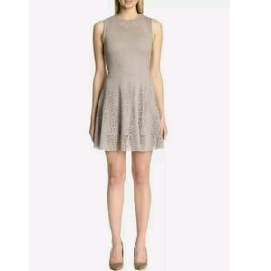 Womens Twenty Perforated Beige Sexy Dress with Lining and Back Zipper Size Large